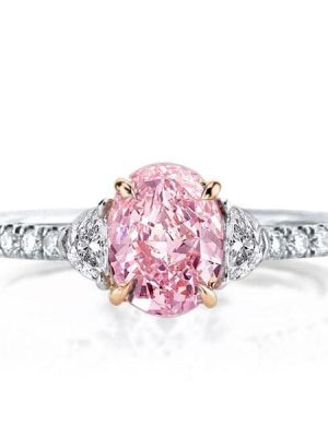 Pink Engagement Ring | 2.50 CT Center Stone | 925 Sterling Silver Rhodium Plated