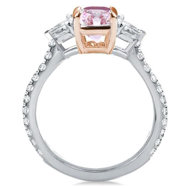 Pink Engagement Ring | 2.50 CT Center Stone | 925 Sterling Silver Rhodium Plated