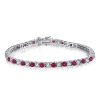 Sterling Silver Round Cut White & Ruby Tennis Bracelet for Women - 5.80 CT. TW