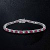 Sterling Silver Round Cut White & Ruby Tennis Bracelet for Women - 5.80 CT. TW