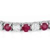 Sterling Silver Round Cut White & Ruby Tennis Bracelet for Women - 5.80 CT. TW