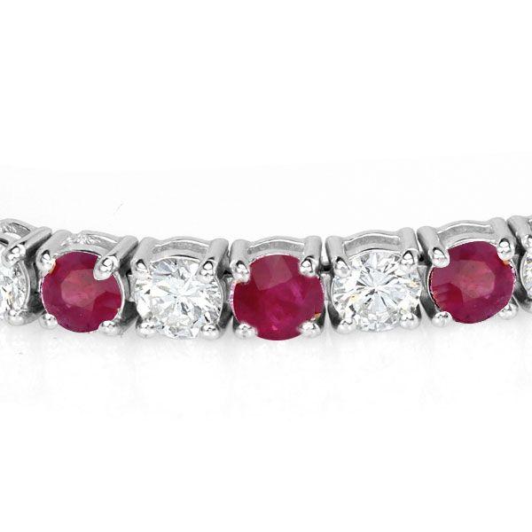 Sterling Silver Round Cut White & Ruby Tennis Bracelet for Women - 5.80 CT. TW