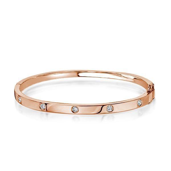 Rose Gold Plated Sterling Silver Bangle Bracelet with 0.30ct TW Stones