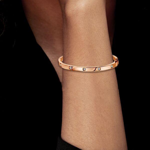 Rose Gold Plated Sterling Silver Bangle Bracelet with 0.30ct TW Stones