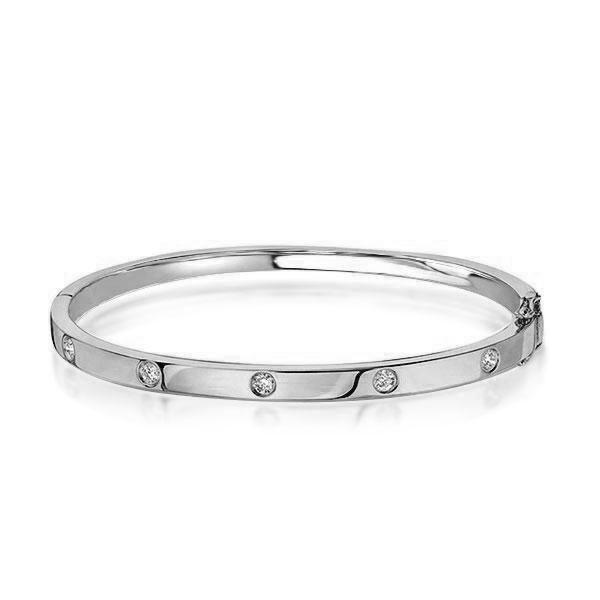 Rose Gold Plated Sterling Silver Bangle Bracelet with 0.30ct TW Stones
