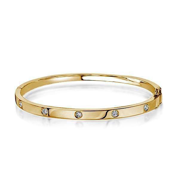 Rose Gold Plated Sterling Silver Bangle Bracelet with 0.30ct TW Stones