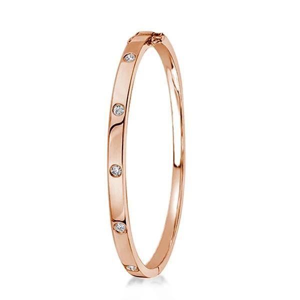 Rose Gold Plated Sterling Silver Bangle Bracelet with 0.30ct TW Stones
