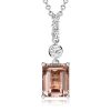 Morganite Emerald Cut Pendant Necklace in Sterling Silver