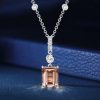 Morganite Emerald Cut Pendant Necklace in Sterling Silver