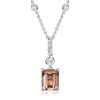 Morganite Emerald Cut Pendant Necklace in Sterling Silver