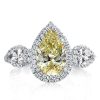 Pear Cut Created Topaz Engagement Ring, 925 Sterling Silver Halo Ring