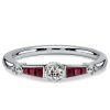 Ruby Bezel Set Vintage Style Engagement Ring - 925 Sterling Silver