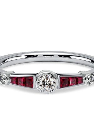 Ruby Bezel Set Vintage Style Engagement Ring - 925 Sterling Silver