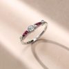 Ruby Bezel Set Vintage Style Engagement Ring - 925 Sterling Silver