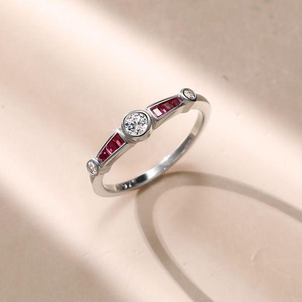 Ruby Bezel Set Vintage Style Engagement Ring - 925 Sterling Silver