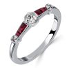 Ruby Bezel Set Vintage Style Engagement Ring - 925 Sterling Silver