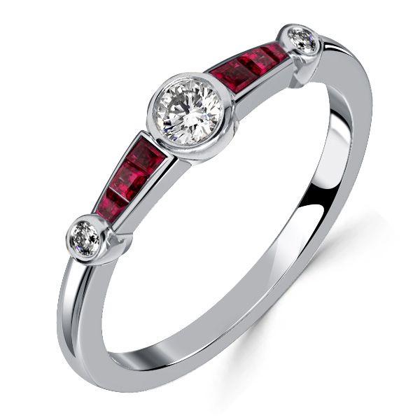 Ruby Bezel Set Vintage Style Engagement Ring - 925 Sterling Silver