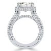Emerald Cut White Sapphire Halo Engagement Ring in Rhodium Plated Sterling Silver
