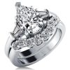 Three Stone Pear Created White Sapphire Bridal Set - Sterling Silver