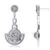 Sterling Silver Flower Drop Earrings - Floral Dangle Earrings for Women