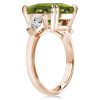 Emerald Cut Peridot Engagement Ring in 18K Rose Gold Plated Sterling Silver