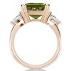 Emerald Cut Peridot Engagement Ring in 18K Rose Gold Plated Sterling Silver