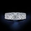 Round & Emerald Cut Cubic Zirconia Eternity Band Ring - Sterling Silver