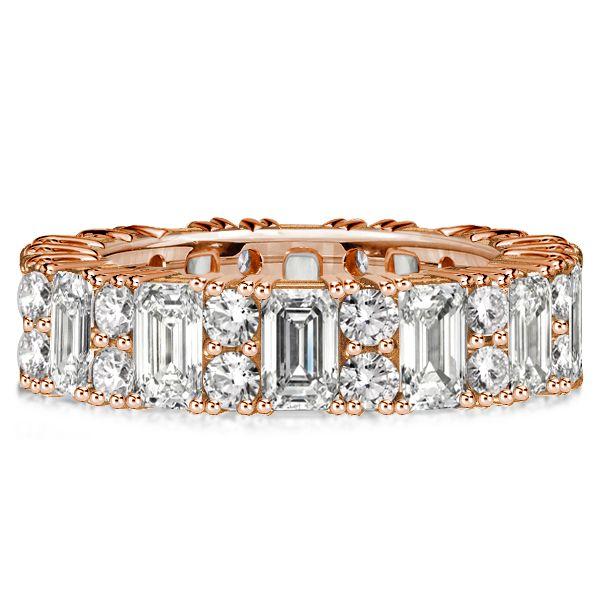 Round & Emerald Cut Cubic Zirconia Eternity Band Ring - Sterling Silver