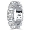 Round & Emerald Cut Cubic Zirconia Eternity Band Ring - Sterling Silver