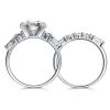 Sterling Silver Engagement Ring Set for Women - 2.00 CT Center Stone
