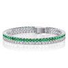Double Row Emerald & White Sapphire Tennis Bracelet | Sterling Silver Plated | 10.80 CT. TW
