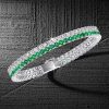 Double Row Emerald & White Sapphire Tennis Bracelet | Sterling Silver Plated | 10.80 CT. TW