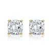 18K Gold Plated Cushion Cut Stud Earrings 2.00 CT. Sterling Silver