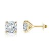 18K Gold Plated Cushion Cut Stud Earrings 2.00 CT. Sterling Silver