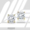 18K Gold Plated Cushion Cut Stud Earrings 2.00 CT. Sterling Silver