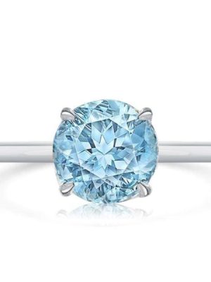 2.00 CT. TW. Aquamarine Solitaire Engagement Ring for Women in Rhodium-Plated Sterling Silver