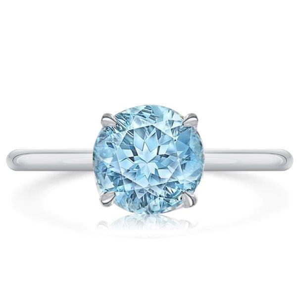 2.00 CT. TW. Aquamarine Solitaire Engagement Ring for Women in Rhodium-Plated Sterling Silver