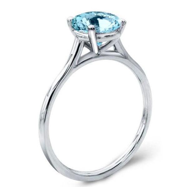 2.00 CT. TW. Aquamarine Solitaire Engagement Ring for Women in Rhodium-Plated Sterling Silver