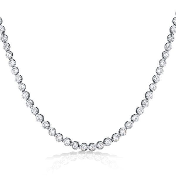 Sterling Silver 2.5mm Round Cut Bezel Set Tennis Necklace - 16-22 Inch