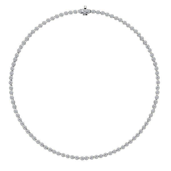 Sterling Silver 2.5mm Round Cut Bezel Set Tennis Necklace - 16-22 Inch
