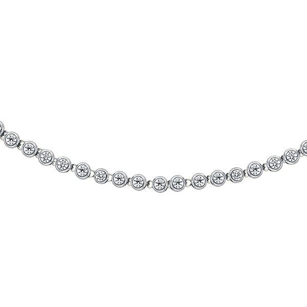 Sterling Silver 2.5mm Round Cut Bezel Set Tennis Necklace - 16-22 Inch