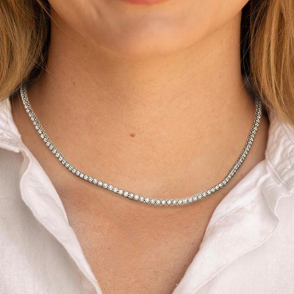 Sterling Silver 2.5mm Round Cut Bezel Set Tennis Necklace - 16-22 Inch