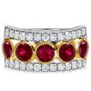 Ruby & Milgrain Sterling Silver Half Eternity Wedding Band (3.28 CTW)