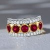 Ruby & Milgrain Sterling Silver Half Eternity Wedding Band (3.28 CTW)