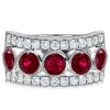 Ruby & Milgrain Sterling Silver Half Eternity Wedding Band (3.28 CTW)
