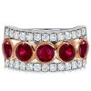 Ruby & Milgrain Sterling Silver Half Eternity Wedding Band (3.28 CTW)