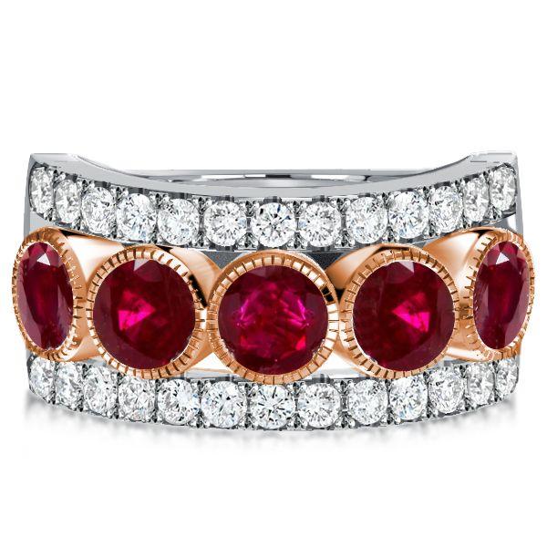Ruby & Milgrain Sterling Silver Half Eternity Wedding Band (3.28 CTW)