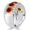 Ruby & Milgrain Sterling Silver Half Eternity Wedding Band (3.28 CTW)