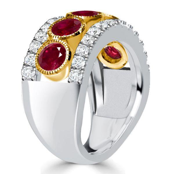 Ruby & Milgrain Sterling Silver Half Eternity Wedding Band (3.28 CTW)