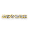 18K Gold Plated Sterling Silver Wedding Band with Round & Marquise White Sapphire